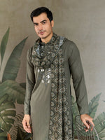 Superb Green Color Viscose Fabric Mens Kurta With Dupatta