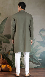 Superb Green Color Viscose Fabric Mens Kurta With Dupatta