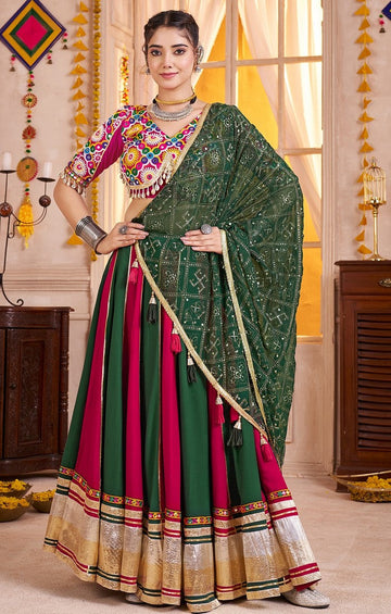 Lovely Multi Color Viscose Fabric Party Wear Lehenga