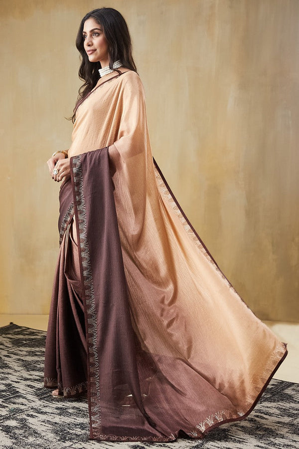 Beautiful Brown Color Turkey Fabric Casual Saree