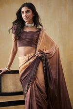 Beautiful Brown Color Turkey Fabric Casual Saree