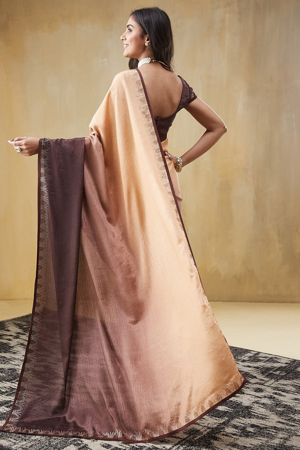 Beautiful Brown Color Turkey Fabric Casual Saree