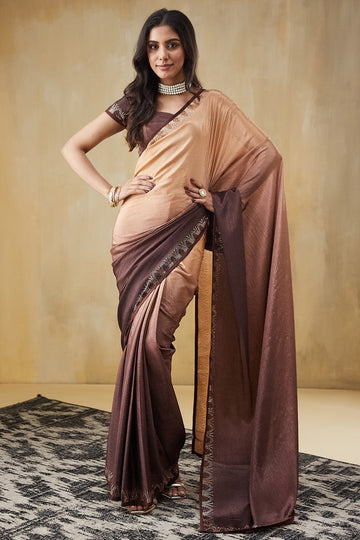 Beautiful Brown Color Turkey Fabric Casual Saree