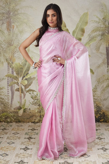 Beautiful Pink Color Turkey Fabric Casual Saree