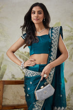 Beautiful Teal Color Turkey Fabric Casual Saree