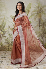 Beautiful Brown Color Turkey Fabric Casual Saree