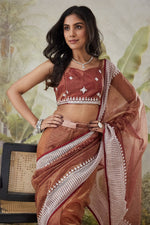 Beautiful Brown Color Turkey Fabric Casual Saree
