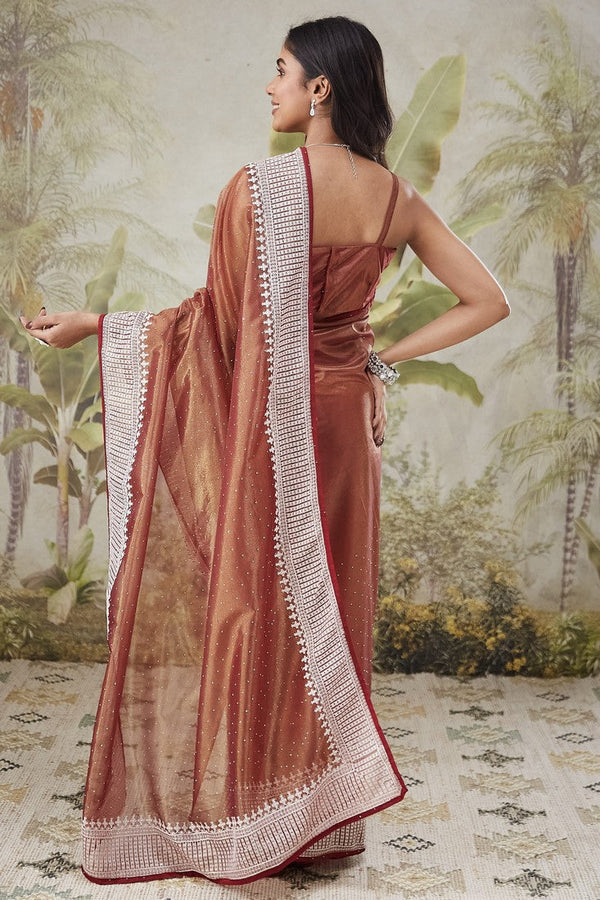 Beautiful Brown Color Turkey Fabric Casual Saree