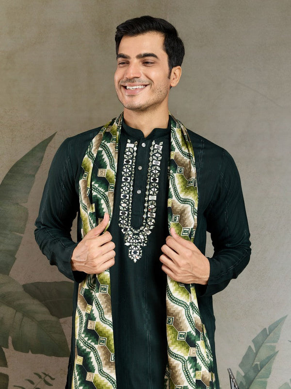 Superb Green Color Viscose Fabric Mens Kurta