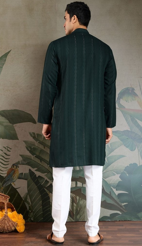 Superb Green Color Viscose Fabric Mens Kurta