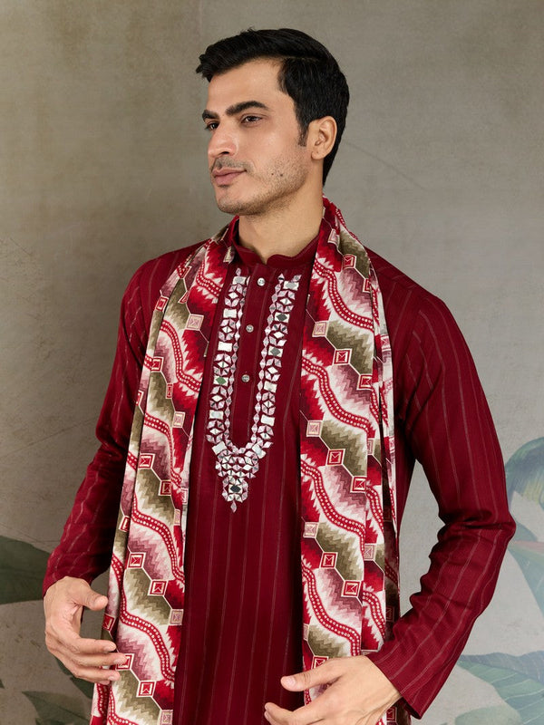 Superb Maroon Color Viscose Fabric Mens Kurta