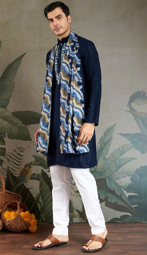 Superb Teal Color Viscose Fabric Mens Kurta