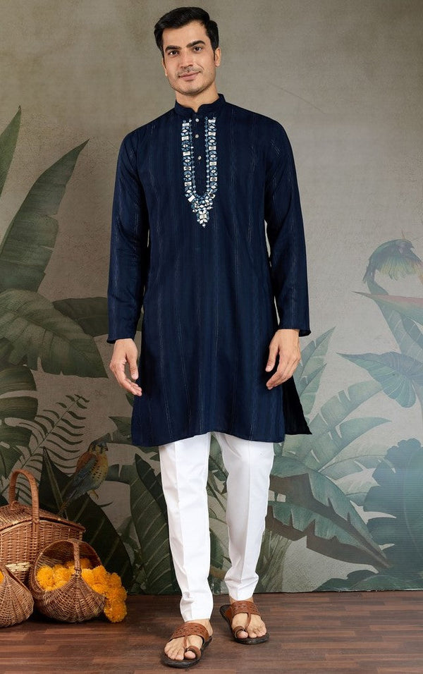 Superb Teal Color Viscose Fabric Mens Kurta