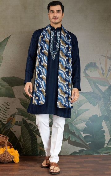 Superb Teal Color Viscose Fabric Mens Kurta