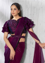 Lovely Wine Color Satin Fabric Readymade Saree