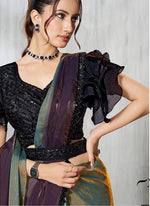 Lovely Multi Color Satin Fabric Readymade Saree