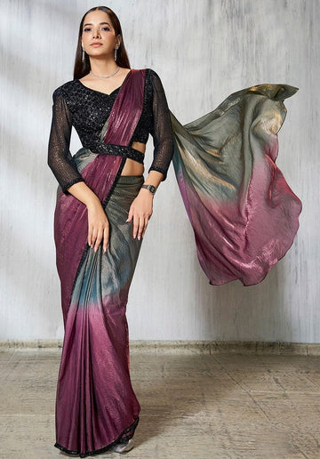Lovely Multi Color Satin Fabric Readymade Saree