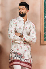 Amazing Cream Color Cotton Fabric Kurta Pajama