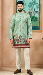 Amazing Green Color Cotton Fabric Kurta Pajama