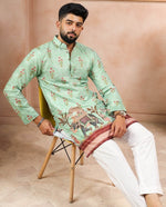 Amazing Green Color Cotton Fabric Kurta Pajama
