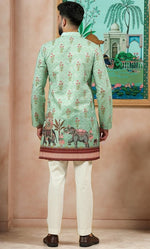 Amazing Green Color Cotton Fabric Kurta Pajama