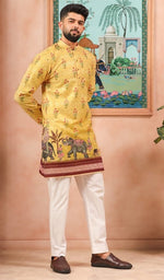 Amazing Yellow Color Cotton Fabric Kurta Pajama