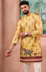 Amazing Yellow Color Cotton Fabric Kurta Pajama