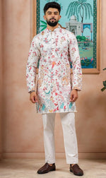 Amazing Cream Color Cotton Fabric Kurta Pajama