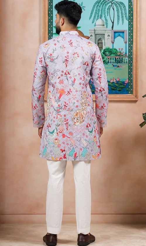 Amazing Purple Color Cotton Fabric Kurta Pajama