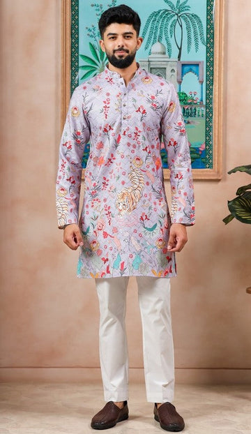 Amazing Purple Color Cotton Fabric Kurta Pajama