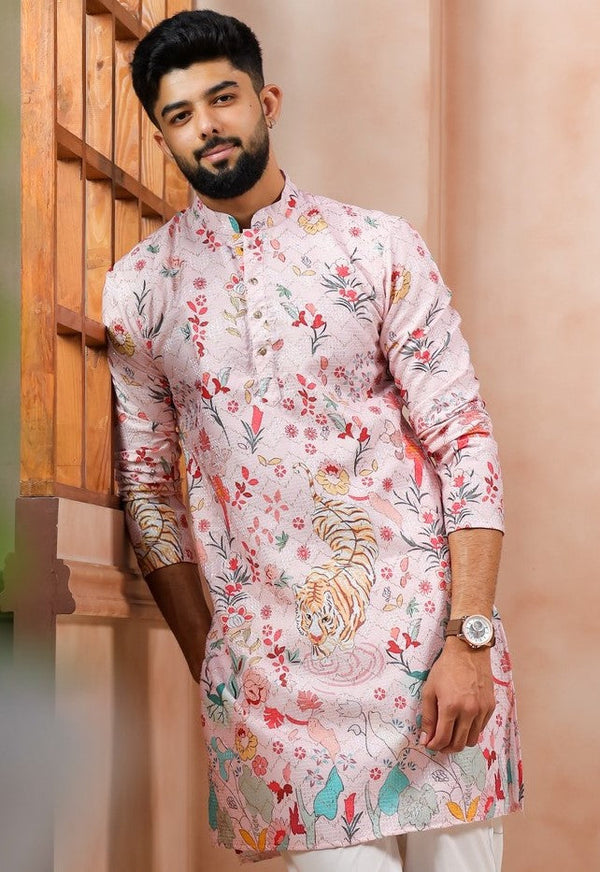 Amazing Pink Color Cotton Fabric Kurta Pajama