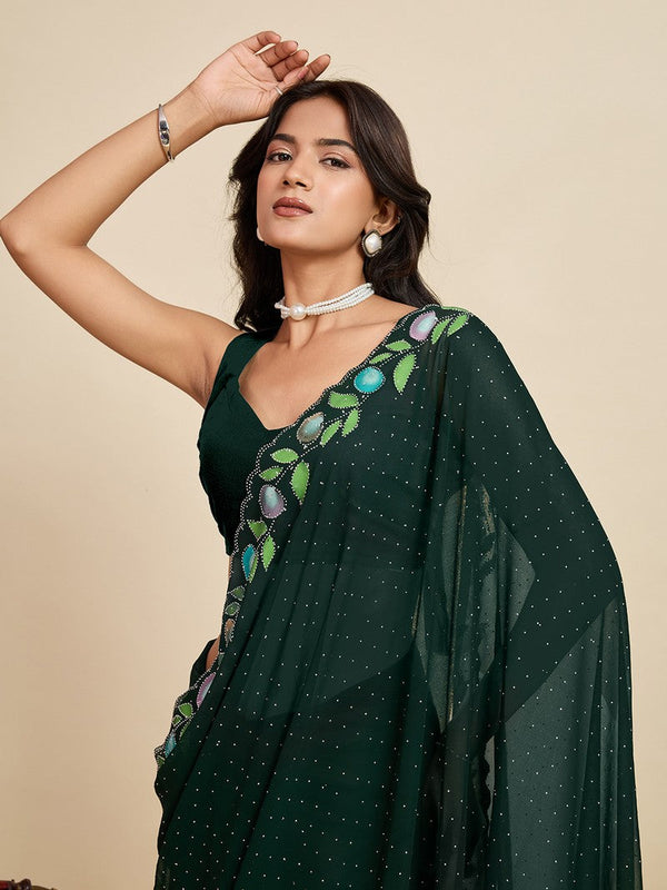 Lovely Green Color Georgette Fabric Casual Saree