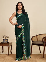 Lovely Green Color Georgette Fabric Casual Saree
