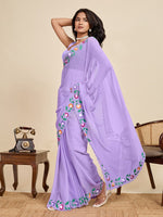 Lovely Purple Color Georgette Fabric Casual Saree