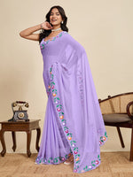 Lovely Purple Color Georgette Fabric Casual Saree