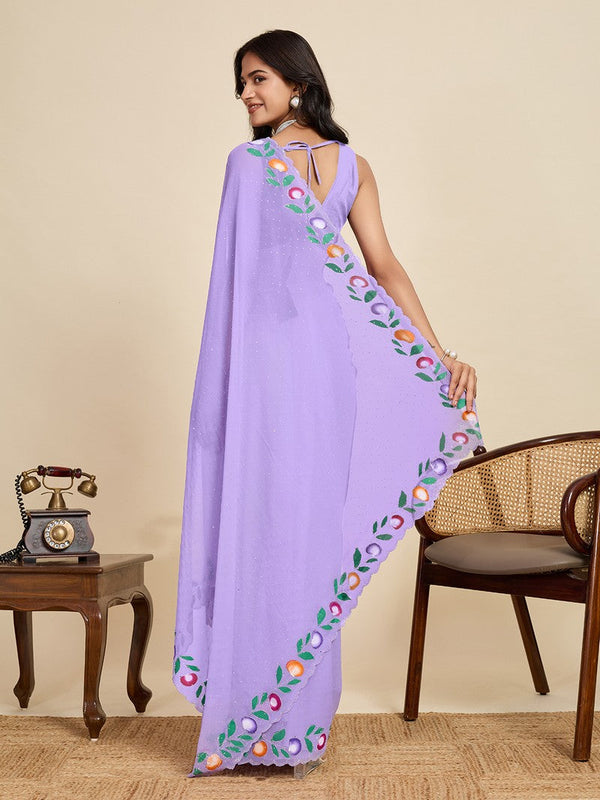 Lovely Purple Color Georgette Fabric Casual Saree
