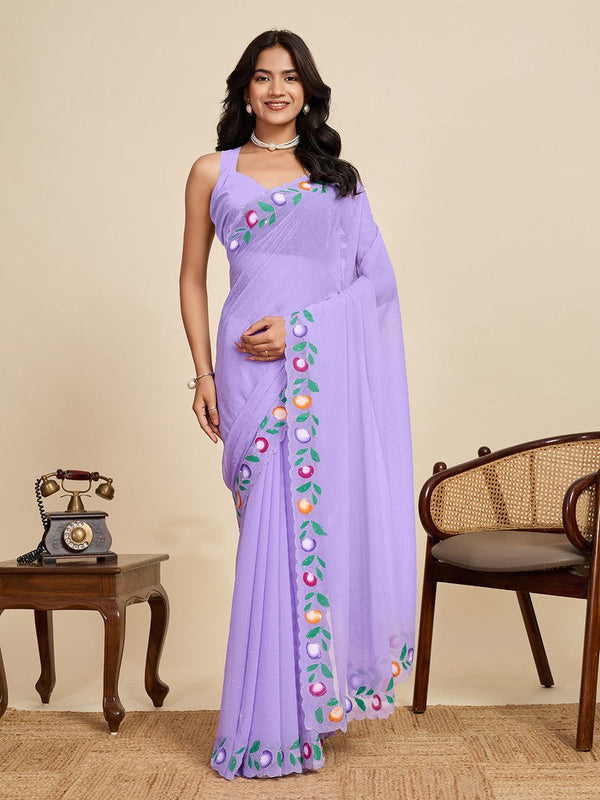 Lovely Purple Color Georgette Fabric Casual Saree