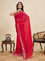 Lovely Red Color Georgette Fabric Casual Saree