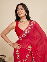 Lovely Red Color Georgette Fabric Casual Saree