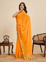 Lovely Mustard Color Georgette Fabric Casual Saree