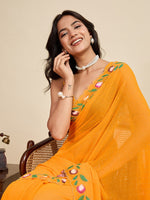Lovely Mustard Color Georgette Fabric Casual Saree