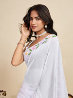 Lovely White Color Georgette Fabric Casual Saree