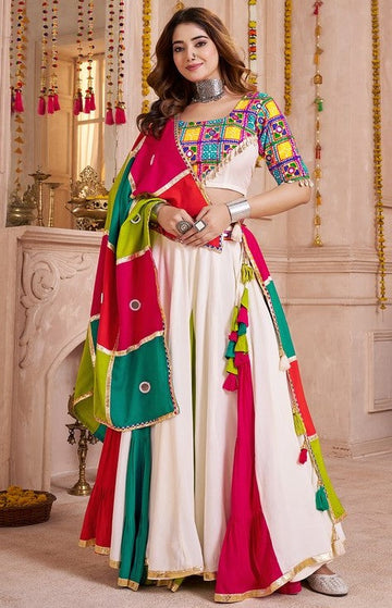 Charming Multi Color Viscose Fabric Party Wear Lehenga