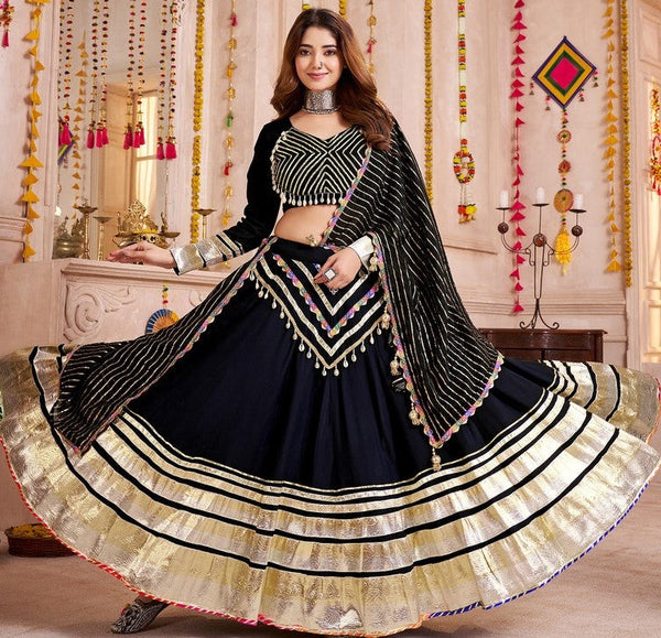 Charming Black Color Viscose Fabric Party Wear Lehenga