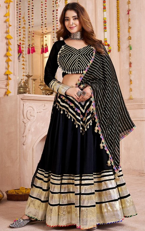 Charming Black Color Viscose Fabric Party Wear Lehenga