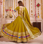 Charming Green Color Viscose Fabric Party Wear Lehenga