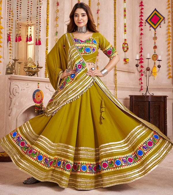 Charming Green Color Viscose Fabric Party Wear Lehenga