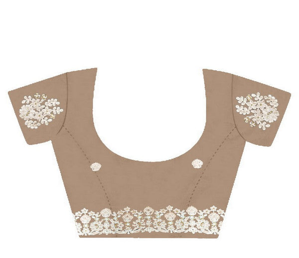 Lovely Beige Color Twill Fabric Partywear Saree