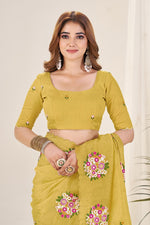 Ideal Mustard Color Crush Fabric Designer Saree