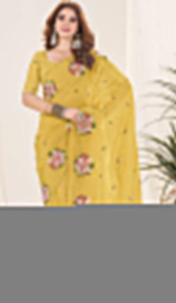 Ideal Mustard Color Crush Fabric Designer Saree